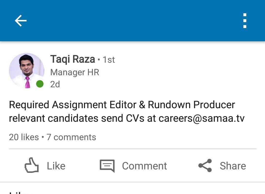 Jobs at Samaa Rundown and Assignment Editor  