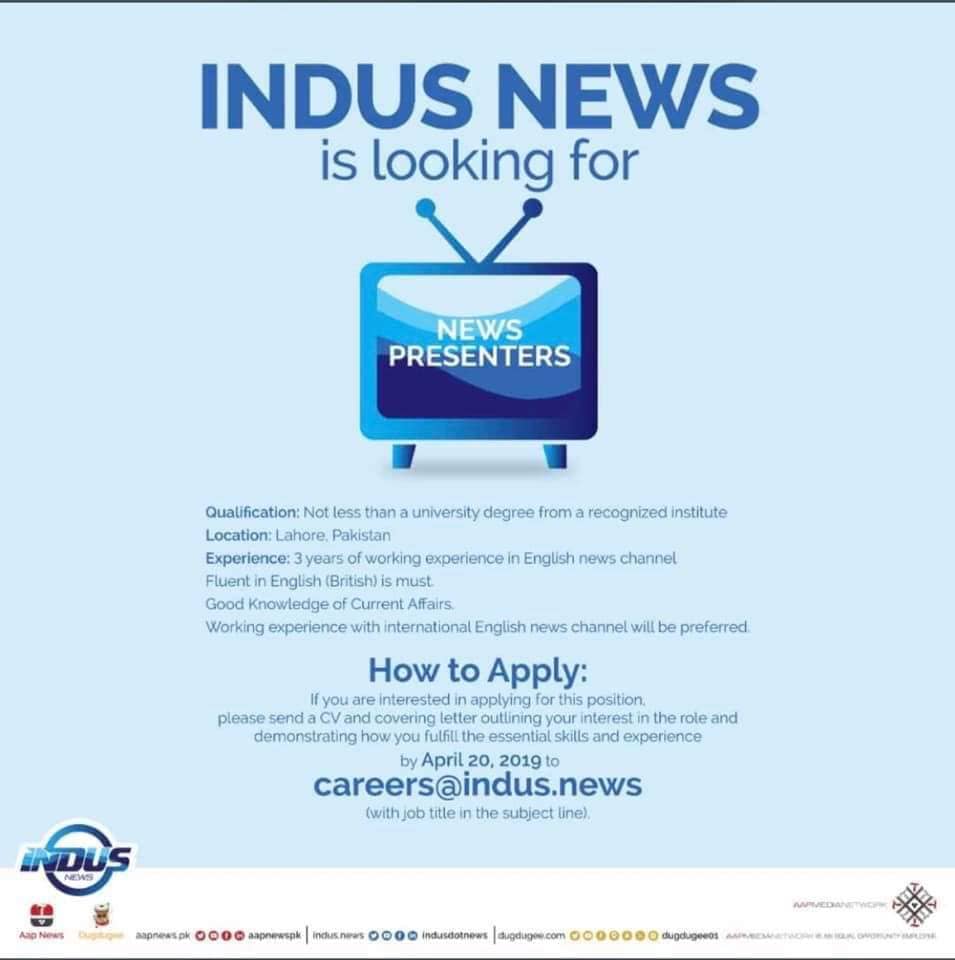 Job at Indus News For News Caster